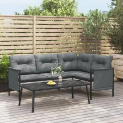 Puutarhasohvapöytä antrasiitti 110x55x35 cm teräs*FinePRICE Outlet