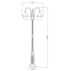 Pylväsvalaisin Kartano PKT-2U 2200 mm 2-osainen valkoinen*Airam Best