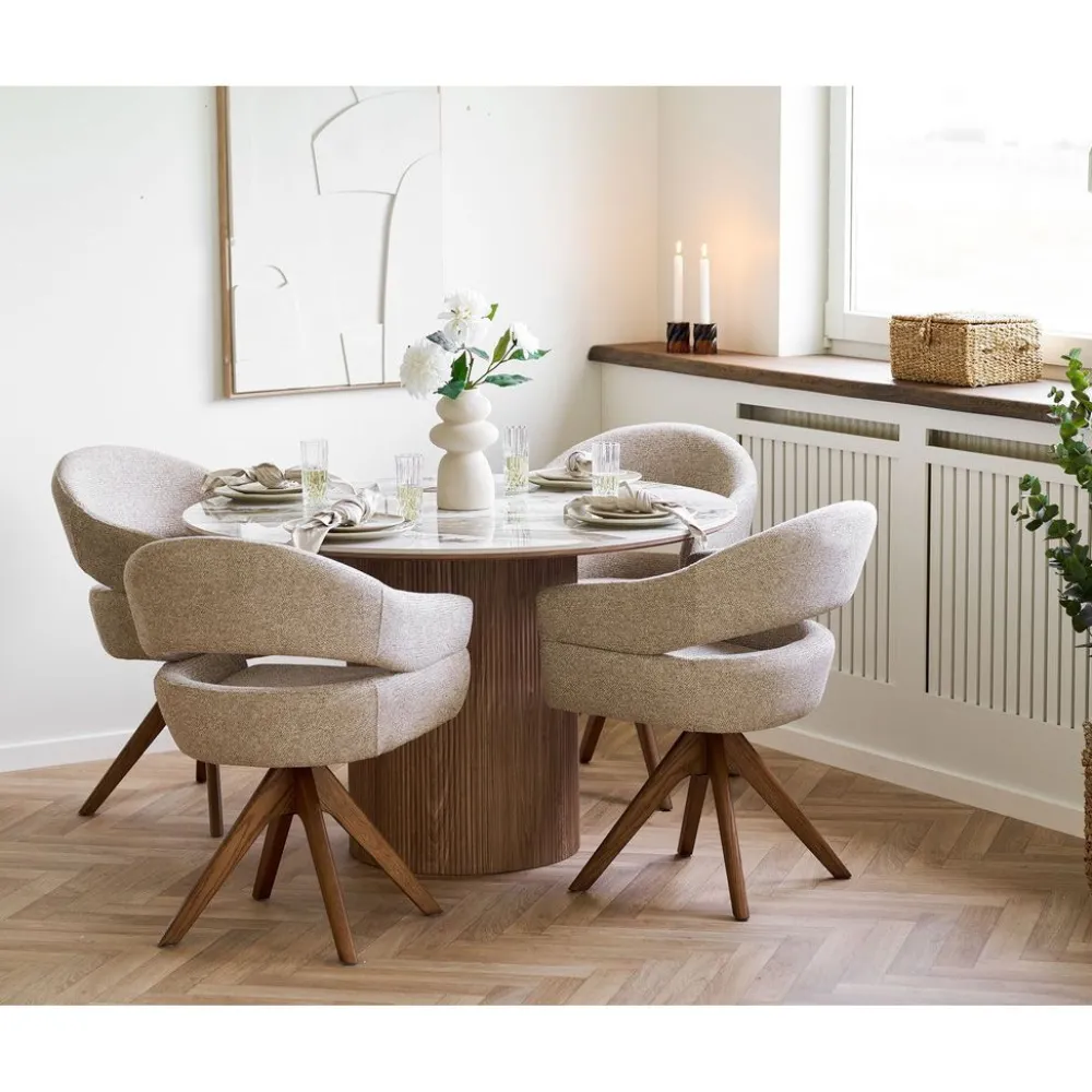 Discount Pyöreä ruokapöytä Athens, valkoinen/ruskea, eri kokoja Huonekalut