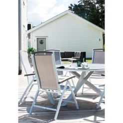 Discount Pyöreä ruokapöytä Copacabana 2, Ø140cm, harmaa/valkoinen Puutarhapöydät