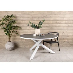 Discount Pyöreä ruokapöytä Copacabana 2, Ø140cm, harmaa/valkoinen Puutarhapöydät