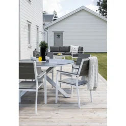 Discount Pyöreä ruokapöytä Copacabana 2, Ø140cm, harmaa/valkoinen Puutarhapöydät