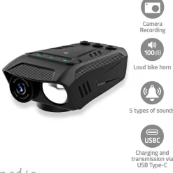 Pyöräkamera valolla ja torvella CCAM100BK Full HD*Nedis New