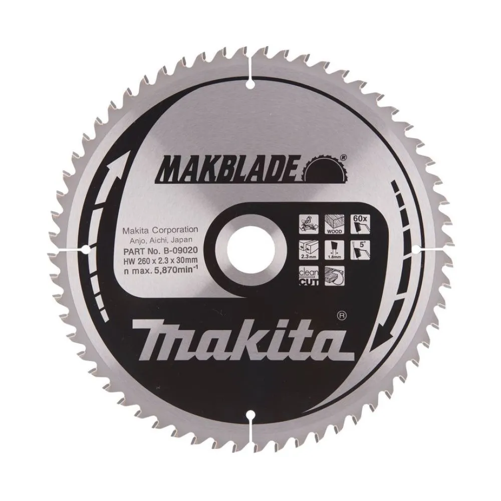 New Pyörösahanterä Makblade B-09020 Ø260x30x2,3mm 60T Sähkötyökalujen Tarvikkeet