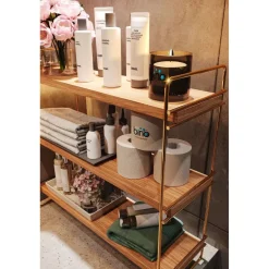 Pöytähylly Masa, 40x40cm, kulta/ruskea*Linento Furniture Online
