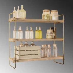 Pöytähylly Masa, 40x40cm, kulta/ruskea*Linento Furniture Online