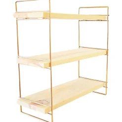 Pöytähylly Masa, 40x40cm, kulta/ruskea*Linento Furniture Online