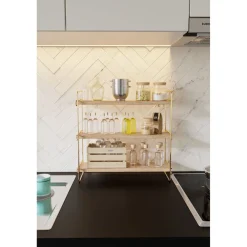 Pöytähylly Masa, 40x40cm, kulta/ruskea*Linento Furniture Online