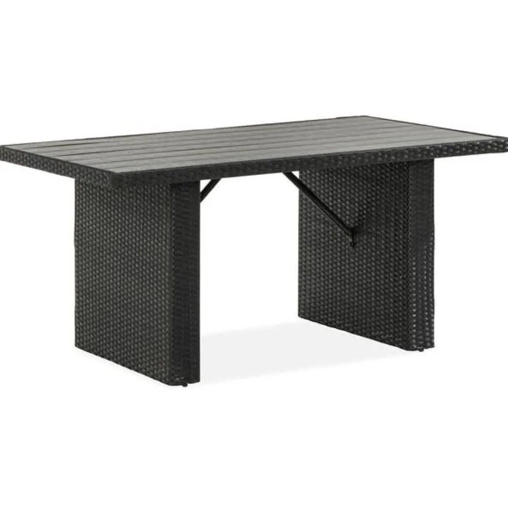 Outlet Pöytä James 145x85cm musta Puutarhapöydät|Polyrottinkikalusteet
