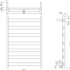 Pyyhekuivain Elias 490x730x110 mm, 105 W, oikea, eri värejä*Interia
