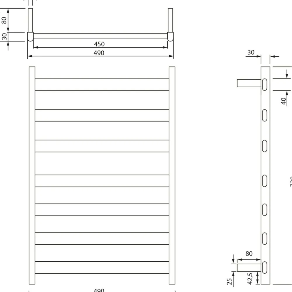 Pyyhekuivain Elias 490x730x110 mm, 105 W, oikea, eri värejä*Interia