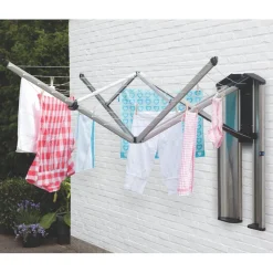 Pyykinkuivausteline WallFix 24 m seinäkiinnityksellä + suojakaappi*Brabantia Sale