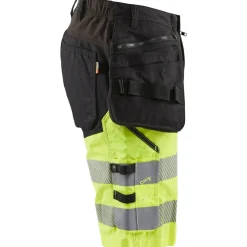 Best Riipputaskushortsit 1596 Highvis Stretch musta/huomiokeltainen Työhousut
