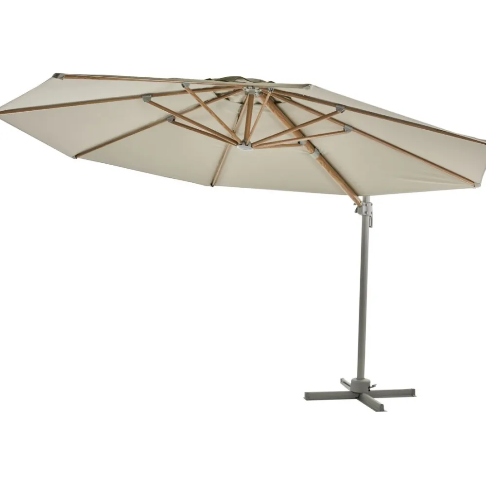 Riippuva aurinkovarjo Luzzi, Ø350cm, khaki/vaaleanharmaa*Brafab Best