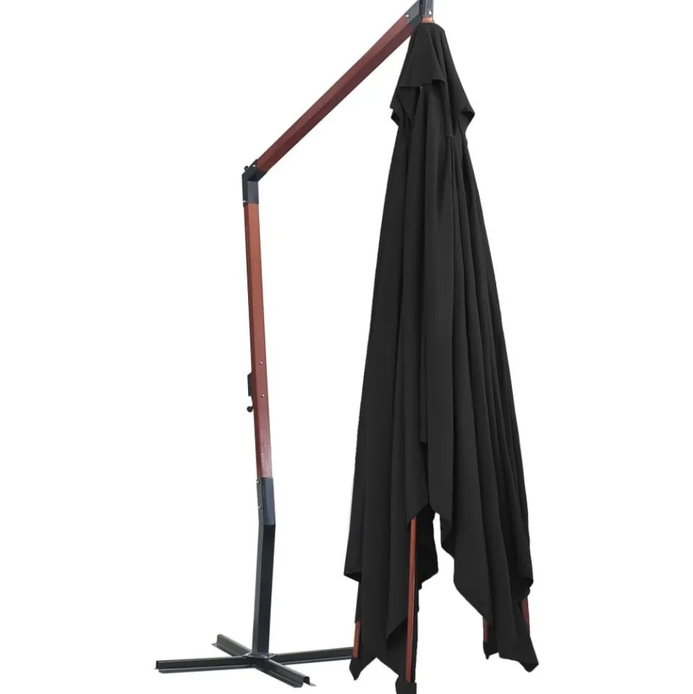 Riippuva aurinkovarjo puurunko 400x300 cm musta*FinePRICE Discount