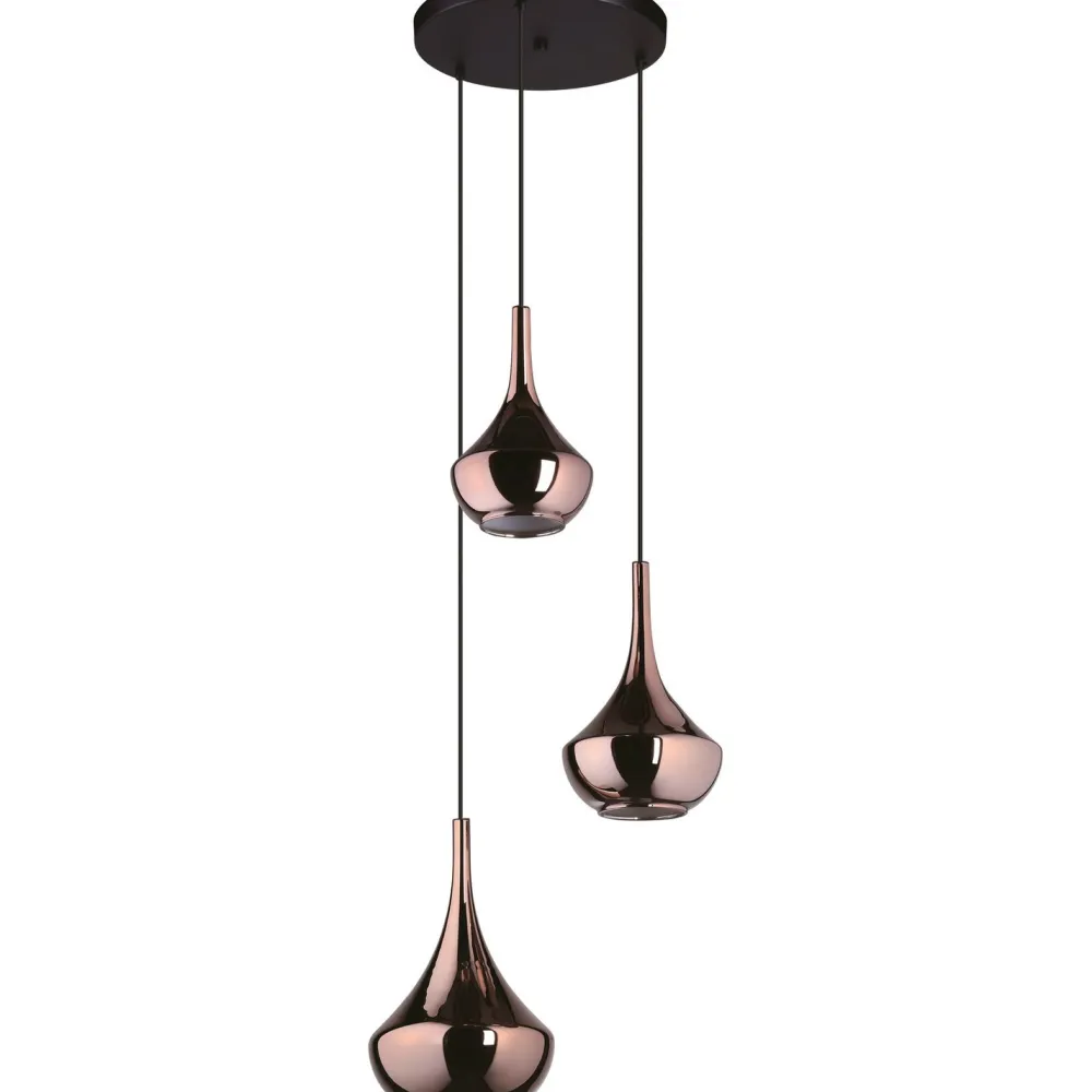 Best Riippuvalaisin Almoster 3-osainen Ø55cm 3xE27 maks. 28W/kpl IP20 musta/kupari Riippuvalaisimet