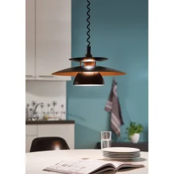 Riippuvalaisin Brenda Ø43cm musta/kupari Design-Kattovalaisimet