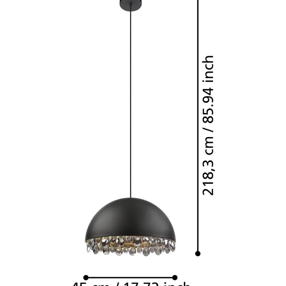 Riippuvalaisin Gaetano 2 Ø45cm kristallit E27 maks. 40W musta/kulta*Eglo Best