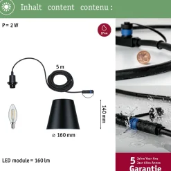 Riippuvalaisin Plug & Shine Kofia, IP44, 3000K, 2W, antrasiitti*Paulmann Sale
