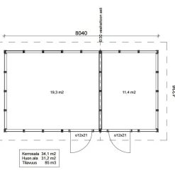 Clearance Roskakatos RK34V, 8040x4236mm, 34m², puuvalmis Roskakatokset