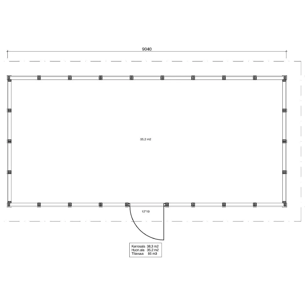 Roskakatos RK38, 9040x4236mm, 38.3m², puuvalmis*Timburg Best