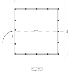 Roskakatos RK17, 4040x4236mm, 17.1m², puuvalmis*Timburg Clearance