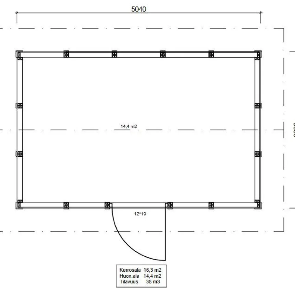 Discount Roskakatos RK16, 5040x3236mm, 16.3m², puuvalmis Roskakatokset