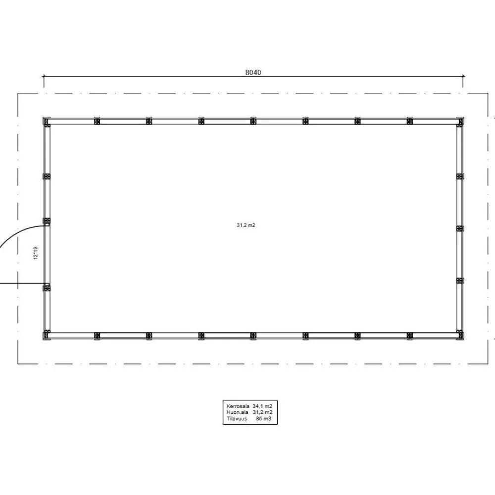 Clearance Roskakatos RK34, 8040x4236mm, 34m², puuvalmis Roskakatokset