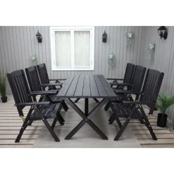 Ruokailuryhmä Scottsdale 190cm pöytä + 6 tuolia musta*Baltic Garden Discount