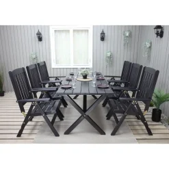 Ruokailuryhmä Scottsdale 190cm pöytä + 6 tuolia musta*Baltic Garden Discount