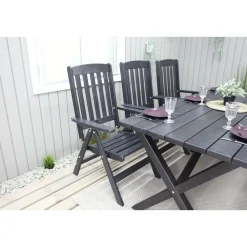 Ruokailuryhmä Scottsdale 190cm pöytä + 6 tuolia musta*Baltic Garden Discount
