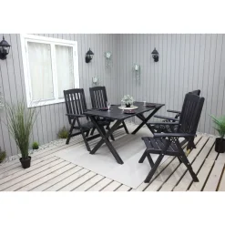 Ruokailuryhmä Scottsdale 150cm pöytä + 4 tuolia musta*Baltic Garden New