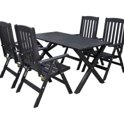 Ruokailuryhmä Scottsdale 150cm pöytä + 4 tuolia musta*Baltic Garden New