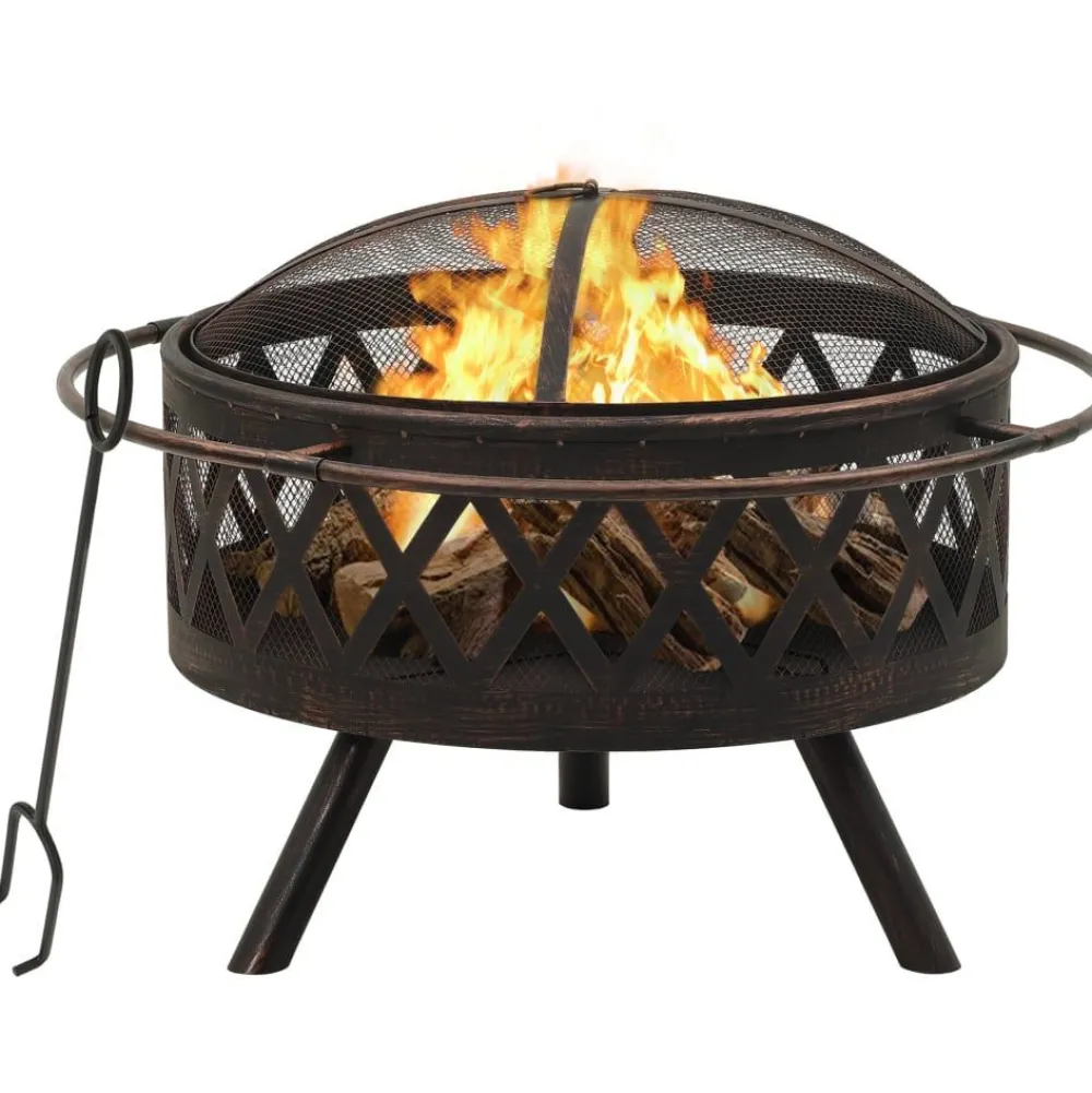 Discount Rustiikkinen tulimalja ja hiilihanko 76 cm xxl teräs Pihatakat