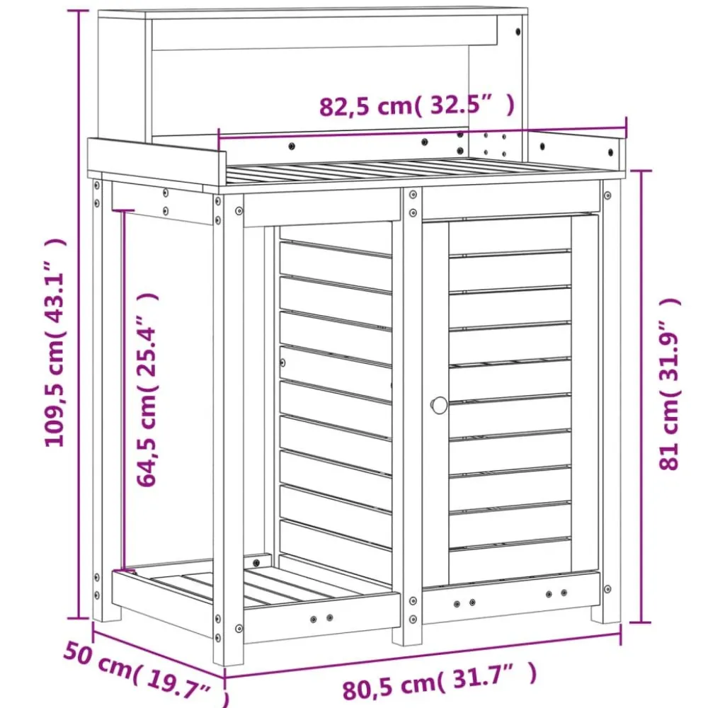 Sale Ruukutuspöytä hyllyllä, 82,5x50x109,5 cm, eri värejä (33976) Kasvihuonetarvikkeet