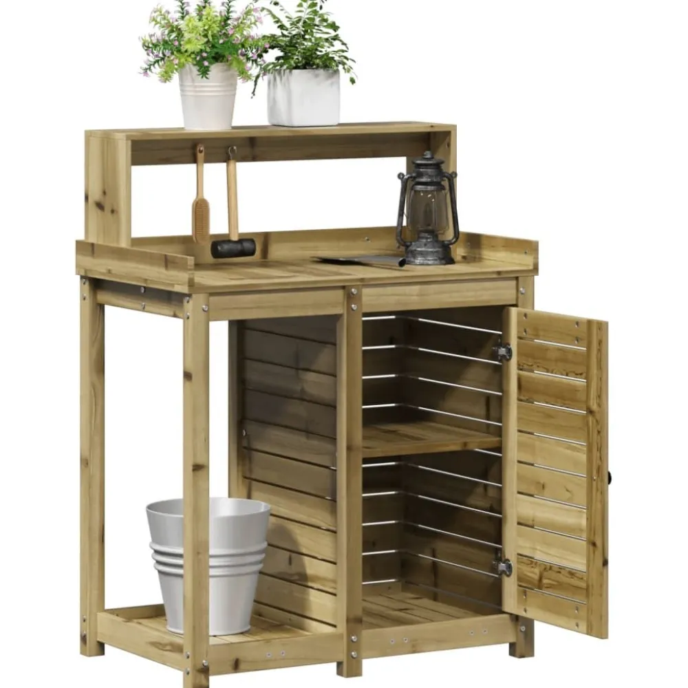 Sale Ruukutuspöytä hyllyllä, 82,5x50x109,5 cm, eri värejä (33976) Kasvihuonetarvikkeet