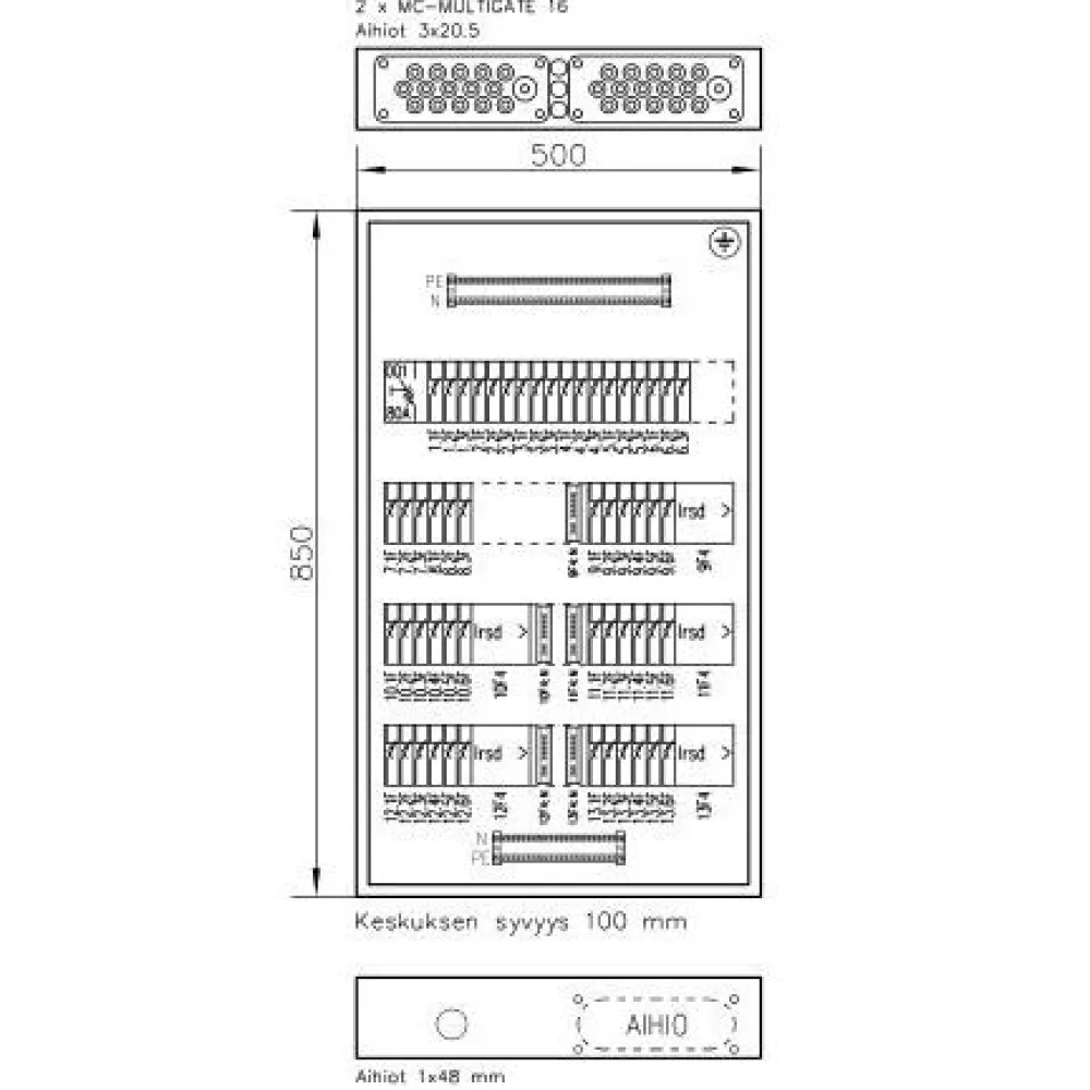 Ryhmäkeskus uppo/pinta FE Bulldog 3854 V 63A IP30 FE*UTU New