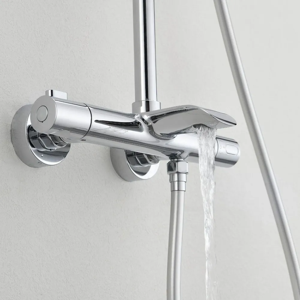 Outlet Sadesuihkusetti Brusa, termostaattihanalla, suihkupää ⌀240mm, juoksuputkella, kiiltävä kromi Suihkut