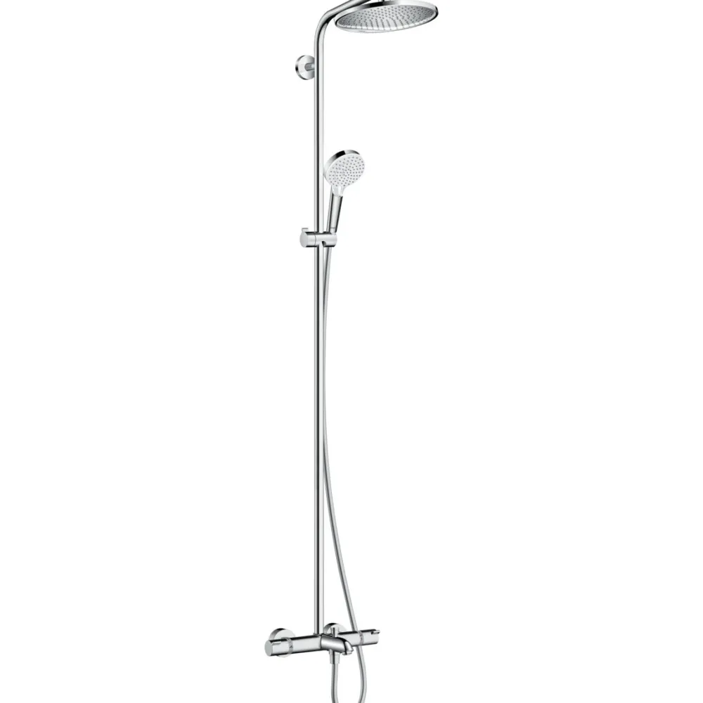 Sadesuihkusetti Crometta S Showerpipe 240 1jet, termostaattihanalla, juoksuputkella, suihkupää ⌀240mm, kiiltävä kromi*Hansgrohe Online