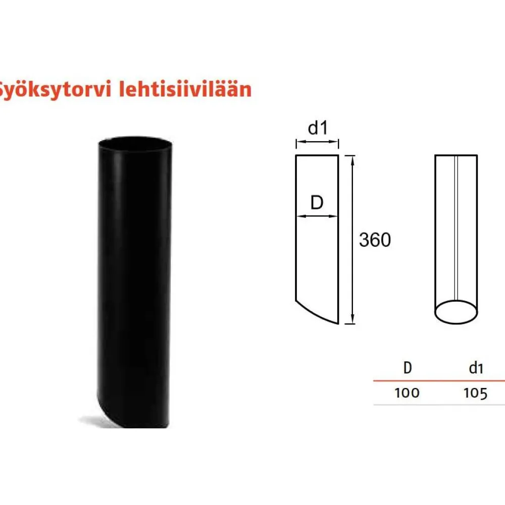 Outlet Sadevesijärjestelmä puolipyöreä: syöksytorvi lehtisiivilälle ø100mm, eri värejä Rännit|Rännit