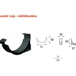 Sadevesijärjestelmä puolipyöreä: Luja säätökoukku ø125mm kourulle, eri värejä*Ruukki Clearance