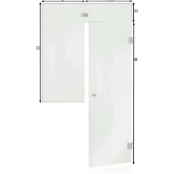 Saunan lasiseinä Glass, ovi, lisäpala, ikkuna, saranat sivulla, oikea*Andres
