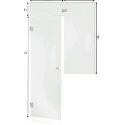 New Saunan lasiseinä Glass, ovi, lisäpala, ikkuna, saranat sivulla, vasen Saunan Lasiseinät