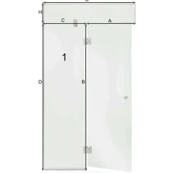 Hot Saunan lasiseinä Glass, ovi, iso lisäpala, korkea ikkuna, saranat keskellä, vasen Saunan Lasiseinät