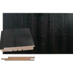 Saunapaneeli Rustik SPA STS-3, 18x145mm, kuusi, ympäripontattu, PN, harjattu hiili*Maler