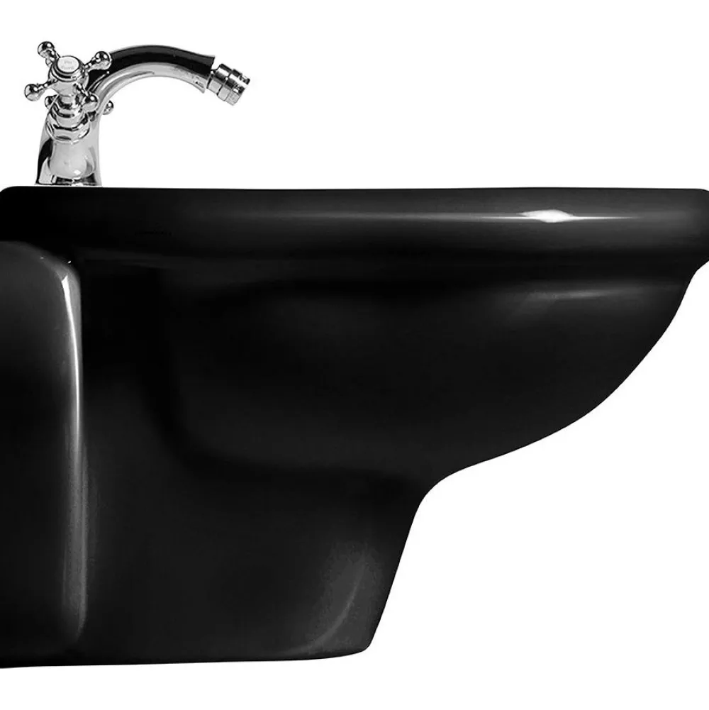 Outlet Seinä-bidee Retro, kiiltävä musta Pesevät Wc-Istuimet
