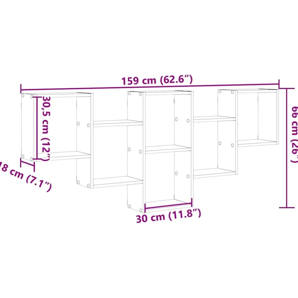 Outlet Seinähylly savutammi 159x18x66 cm tekninen puu (53303) Hyllyt
