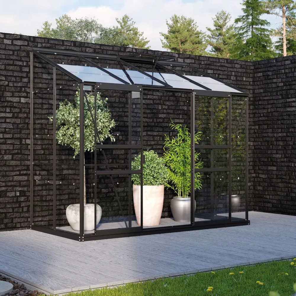 Seinäkasvihuone Ida 3300, 3.3m², lasi, musta*Vitavia