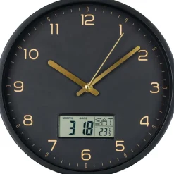 Seinäkello Amiens, ø25cm, digitaalinen näyttö, hiljainen käynti, musta*House Nordic Discount