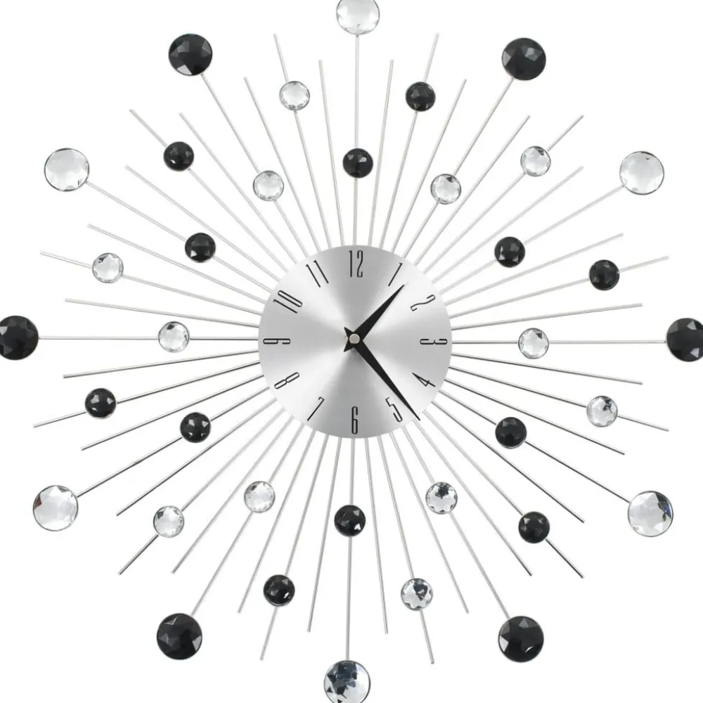 Seinäkello kvartsikoneisto moderni muotoilu 50 cm hopea/musta*FinePRICE New